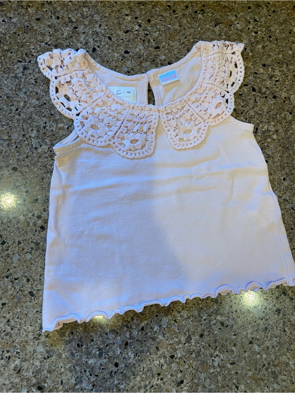 Zara Blush Pink Crochet Collar Tank Top for Kids size 1 1/2 years